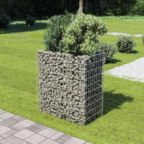 Jardinière surélevée gabion en acier galvanisé, 90 x 50 x 100 cm, plate-bande de jardin robuste pour plantes, haute résistance, design durable, idéal pour l'extérieur