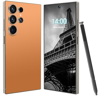 S26 Ultra Smartphone 6.9 inch HD Global Version 5G Mobile Phone Dual SIM Free, 16GB RAM 1TB ROM, Face ID Cell Phones, Fingerprint unlock, 72 MP 108 MP, 8000Mah(Orange)