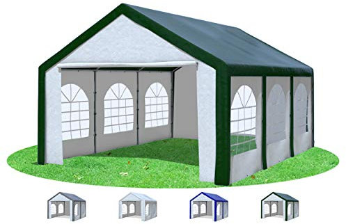 Stabilezelte Partyzelt 4x6 m Modular Pro PE 240 g/m² wasserdicht inkl. Seiten Festzelt Gartenzelt Grün Weiss