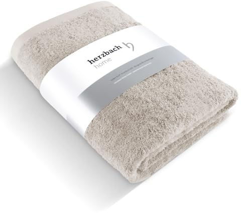 herzbach home Premium Duschtuch 70 x 140 cm (Sandgrau) – Großes, weiches & saugstarkes Dusch-Handtuch in Bester Qualität – 100% natürliche Baumwolle