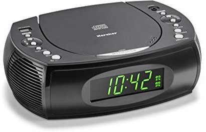 Karcher UR 1308 - Radiowecker mit CD-Player und Radio (UKW), Wecker mit zwei einstellbaren Weckzeiten, Sleep Timer, dimmbares Display, Uhrenradio, USB-Ladefunktion, schwarzes