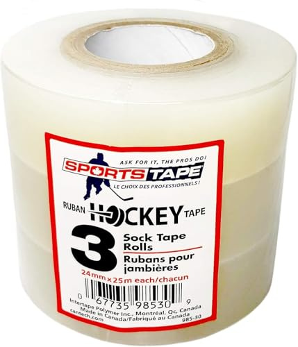 SportsTape Hockey Tape Multipack, Clear, 3 Roll