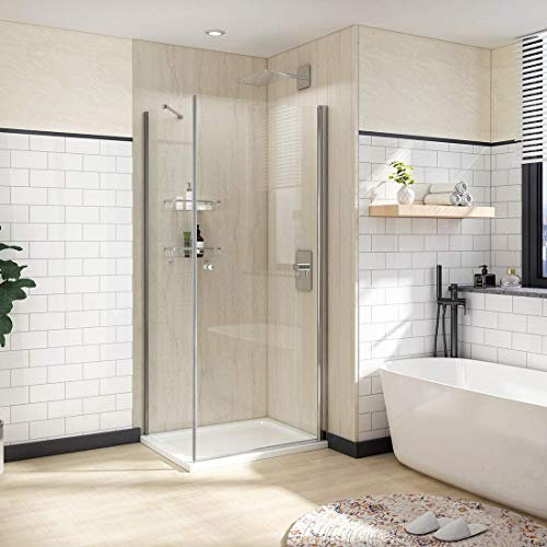 Heilmetz Duschkabine 80x90 cm Duschabtrennung Duschtür Pendeltür mit Seitenwand Dusche Schwingtür Duschwand 6mm Sicherheitsglas mit Nano Beschichtung Höhe 185cm
