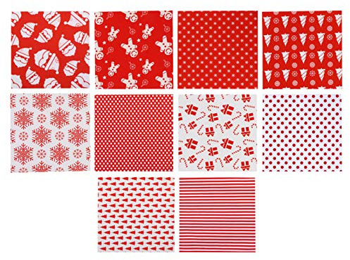 EXCEART Baumwollstoff für Weihnachten, Fat Quarter, Patchwork-Bündel, Blumenmuster, Baumwolltuch, Urlaub, Weihnachten, DIY, Nähen, Quilten, Bastelbedarf, 20 Stück