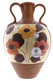 CERÁMICA RAMBLEÑA | Cántaro de Barro Tradicional | Cántaro de Barro asa Doble - Modelo D01 de La Rambla (Córdoba) | 100% Hecho a Mano | Eco | 27x27x41 cm