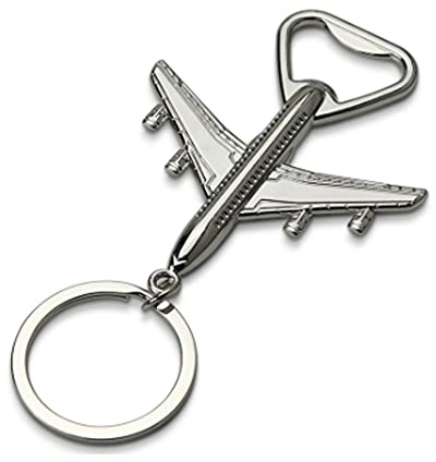 ARFUKA Abrebotellas llavero con forma de avión, abrebotellas de cerveza, llavero novedad, abrebotellas de bebida, regalo para mujeres, hombres, regalo para boda, Navidad y cumpleaños, plata