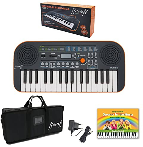 ffalstaff STUDIO-32 Tastiera Elettronica 32 Tasti per uso Scolastico con Borsa ffalstaff Semirigida con Imbottitura 5 mm, Alimentatore e E-book Suona la Tastiera
