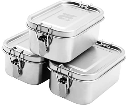 nicelock Small Food Storage Container Stainless Steel Lunch Snack Boxes Food Prep Containers with Lids Airtight Freezer & Dishwasher Safe | 400 ml | BPA-Free Plastic-Free | 2 Count