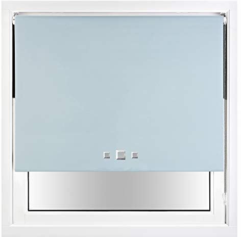 FURNISHED Verdunkelungsrollo mit dreifach quadratischen Ösen und zuschneidbaren Metallbeschlägen - Enteneiblau, 135W x 210H cm