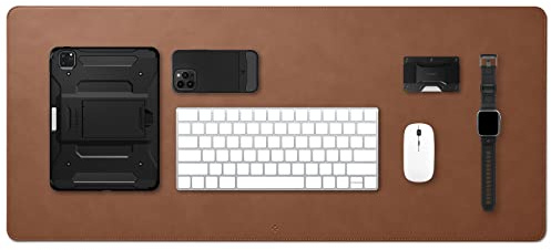 Spigen Alfombrilla de Escritorio Velo Vegan PU Cuero con Base de Goma Antideslizante - Marrón