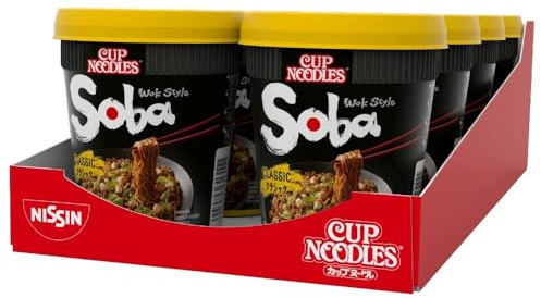 NISSIN Cup Noodles Soba Wok Style Classic Flavour, 90 g (8-Pack) | Quick & Easy Instant Noodles Meal, Vegetarian-Friendly, Low in Fat, Ready in 3 Minutes, Perfect for On-the-Go, Quick Snack