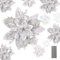 HCSSZ 12pcs Christmas Glitter Artificial Poinsettia Flowers with 12pcs Stems for Wedding Christmas Tree Faux Flowers New Year Ornaments Xmas Garland Wreath Decorations(Silver)