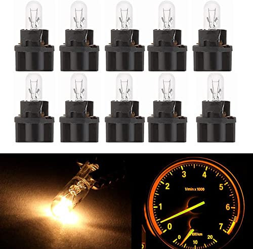 Weihong 10 Stück Glassockellampe W2W T5 12V 2W Glühlampe Signallampe Halogen Autolampen Enthält Schwarzer Sockel