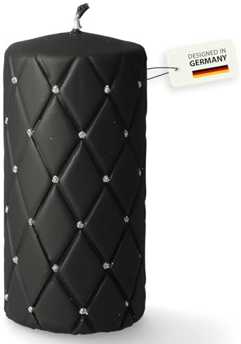Stumpenkerze Tosca | schwarz | Brenndauer: ca. 84 h | ohne Duft | Adventskerze | Deko Kerze für Weihnachten, Adventskranz
