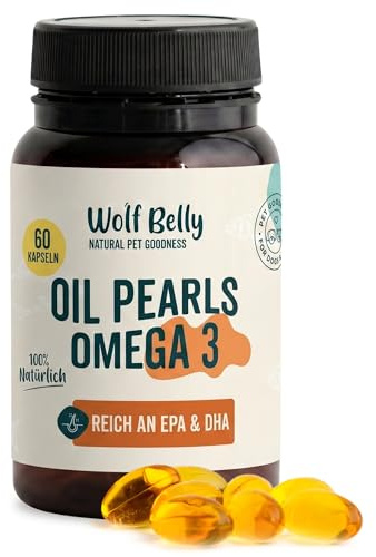 Wolf Belly - Omega 3 per Cani e Gatti 100% Naturale (60 Capsule) con EPA e DHA | Olio di Pesce Puro | Pelo e Pelle Sani | Articolazioni Forti | Supporto al Sistema Immunitario - Prodotto in Europa