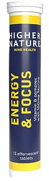 Higher Nature - Energy & Focus Effervescent - Caffeine-Free - Fast-Acting - Supports Low Energy, Concentration, Focus & Motivation - Vegetarian & Vegan - Lemon & Lime Flavour - 13 Tablets