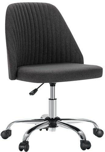 Sweetcrispy Niedlicher Schreibtischstuhl mit Rollen, Bürostuhl ohne Armlehnen, 113kg belastbar, Höhenverstellbarer Schminkstuhl Drehstuhl für Kleine Räume Heimbüro, Moderner Stoff, Desk Chair