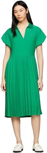 Tommy Hilfiger Dam Fluid Pleated SS MIDI pikéklänning Olympic Green 40, Olympisk grön, 66 SE