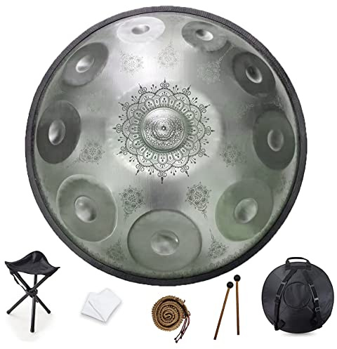 10 Noten 22 Zoll Handpan, D-Minor 432Hz Trommel Schlaginstrument, Mandala, musikalische Performance, Heilung Musikinstrument, handgemacht, Geschenk Ar