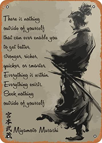 Póster de metal de anime con figura de Japón, cartel de metal Samurai Miyamoto Musashi, decoración de pared, letrero de estaño, 20 x 30 cm