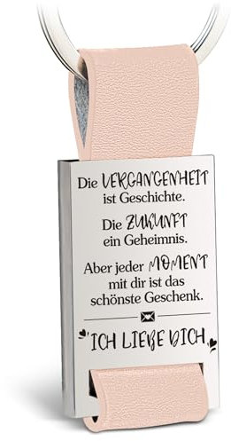 Goldziples Schlüsselanhänger mit Gravur aus Leder - Ich liebe dich Geschenk für Freundin&Freund - Idee Partner Geschenk Für meinen Schatz am Valentinstag Weihnachten (Rosa)