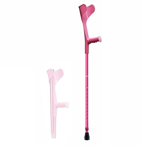 1 Stück Klappbar Gehhilfe Krücken, Unterarmgehstützen mit Ergonomischen Griffen, Geeignet for Menschen mit Beinverletzungen (Color : Pink)