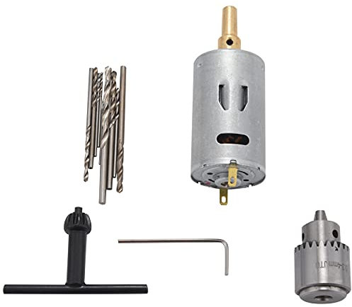Ohsilv Dc 12V Motor Kleine Leiter Platten Hand Bohr Maschine Bohr Maschine Kompakt Set Mit 10Pc 0.5-3Mm Bohrer Bit 0,3-4 Mm Jto Schlüssellos Futter