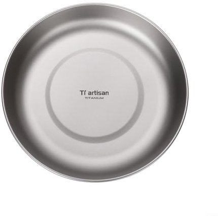 EasyByMall Assiette en titane ultralégère, assiette de camping en plein air, assiette portable avec sac de rangement, pour , pique-nique, randonnée (700 ml)