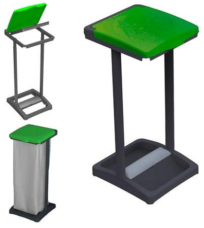 Avilia Portasacco Mono per Raccolta Differenziata 110L - Resina di Polipropilene Verde, Eco-Friendly e Resistente alle Intemperie - Bidone Spazzatura per Interni ed Esterni - Made in Italy