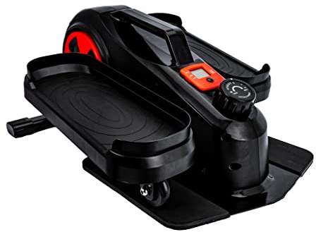 Leiv Mini Heimtrainer Beintrainer mit LCD-Fitness-Tracker - Pedaltrainer mit Einstellbarem Widerstand - Fitnessgeräte für Zuhause - Tischfahrrad für das Home-Office