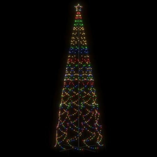 Tidyard LED Weihnachtsbaum Tannenbaum Lichterbaum Weihnachtsdeko Beleuchtung Außen Beleuchtet Lichterkette Outdoor Kegelform Mehrfarbig 1400 LEDs 160x500 cm