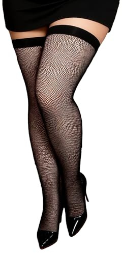 ohyeahlady Bas Resille Autofixant Femme Sexy Pute Grande Taille Bas Pour Porte-Jarretelles Collant Resille Danse Antidérapant Chaussettes Sous Vetement Pour NoëL Halloween Cosplay Fête XS-M,Noir