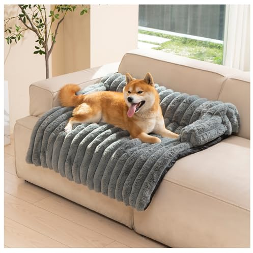 Avont Hundebett, Flauschige Hundematte Decke für Sofa für Hunde Katzen mit abnehmbaren waschbaren Bezug und Anti-Rutsch-Boden- Medium/Dunkelgrau