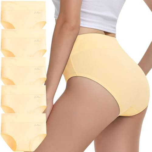 IceReco Cotton Underwear Women High Waisted Knickers for Women Multipack of 5 Womens Full Briefs Comfortable No Itchy Labels