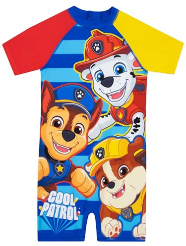 PAW PATROL Schwimmanzug Jungen | Rubble Marshall und Chase Badeanzug Jungen | Neoprenanzug Kinder | Blauw 128