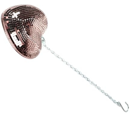Mirorordecor en Forme de Coeur Boule de Miroir en Forme de Coeur, Décoration de Balle Miroir en Forme de Cœur avec Chaîne pour Barre de Fête KTV, Matériau Effet