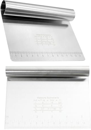 2 tagliapasta in acciaio inox e carta per impasti (15 x 12 cm + 22 x 12 cm) – con scala di misurazione, lavabile in lavastoviglie per pizza, torte, verdure e utensili da forno