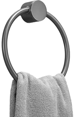 Modern Round Design Bathroom and Kitchen Towel Ring Holder Wall Mounted with Bar Stylish Functional Rack for Hand