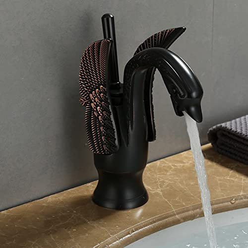 heißes und kaltes europäisches waschbecken, waschbecken, Toilette, Vintage-Stil, vollkupfer, antikes unterbauwaschbecken, Goldener Wasserhahn, Schwan, schwarzer Alter Schwan (unterbauwaschbecken)