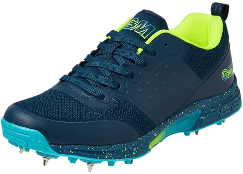 Gunn & Moore GM | Spike Cricket Shoe | Aion | Premium Breathable Microfibre Navy PU Upper | Two-Tone TPU Outsole | Steel Spikes with Moulded Pimples | Size UK 8.5 EU 42.5