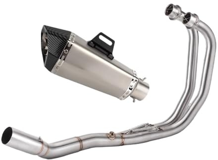 DAGMARA Déchappement Silencieux Moto Silencieux D'échappement Avant pour Moto pour YZF R3 R25 MT03, Collecteur Complet avec Silencieux