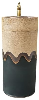 Lavabo à colonne Lavabo sur pied de salle de bain, lavabo autoportant en céramique avec robinet et kit de vidange Lavabo sur pied colonne