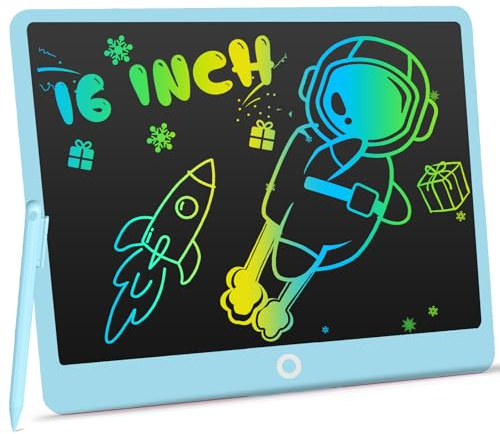 LEYAOYAO LCD Schreibtafel Spielzeug für Kinder,16 Zoll Maltafel Zaubertafel, Bunte Zeichentablett, Geschenke für 3-8 Jährige Mädchen Jungen (Himmelblau)