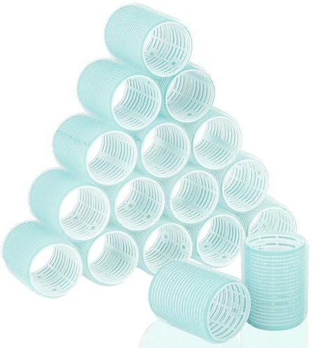 15 Self Grip Hair Rollers Self Holding Green Rollers Gripping Sticky Rollers Salon DIY Hairdressing Curlers Hair Curling Tools for Men Women Long Medium Short Hair (44MM)