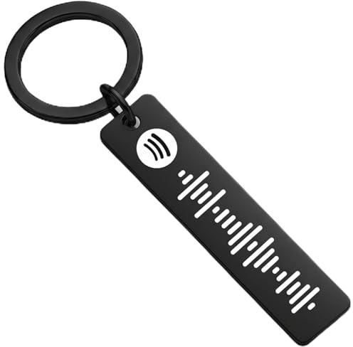 Custom Spotify Code Keyring – Personalized Music Keyring with Engraved Song Code – Unique Gift for Him, Her or Couples – Premium Stainless Steel Keepsake (Black)