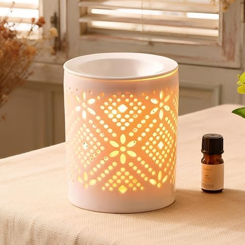 Lámpara De Fagancia Eléctrica,10,8×13CM Quemador De Perfume,Lámpara De Aceite Aromático,Quemador Eléctrico De Cera para Derretir para Sala De Estar,Dormitorio,Decoración del Hogar,Oficina,Baño