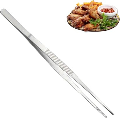 Pinzette da cucina, antiscivolo, con manico da 30,5 cm, in acciaio inox, pinze per cucinare, per barbecue, grigliate, feste, servire cibo