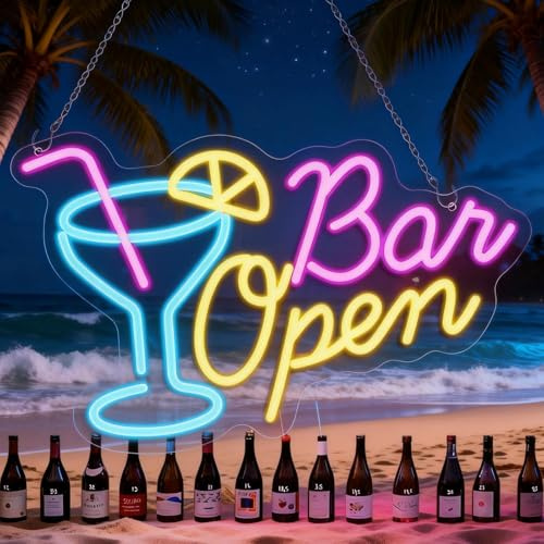 Cartel de neón abierto de barra 42 x 27 cm, letrero de neón personalizado, letrero de neón abierto de colores abiertos, letreros de neón abiertos de bienvenida, letreros de neón abiertos, para bar
