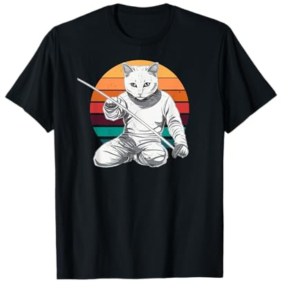 Chat Escrimeur Jeu d'escrime Fencer Vintage Chat Escrime T-Shirt