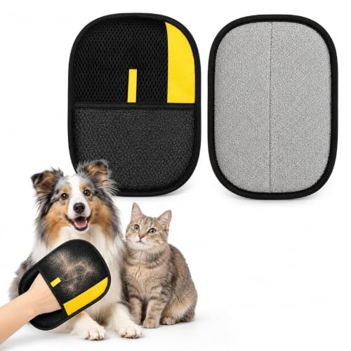 Générique 2PCS Poils Animaux Double Face Réutilisable, Gant Poil Chat Toilettage Antistatiques pour Poils d’Animaux, Brosse Massage Chien et Chat, Élimination des Poils, pour Poils Courts et Longs